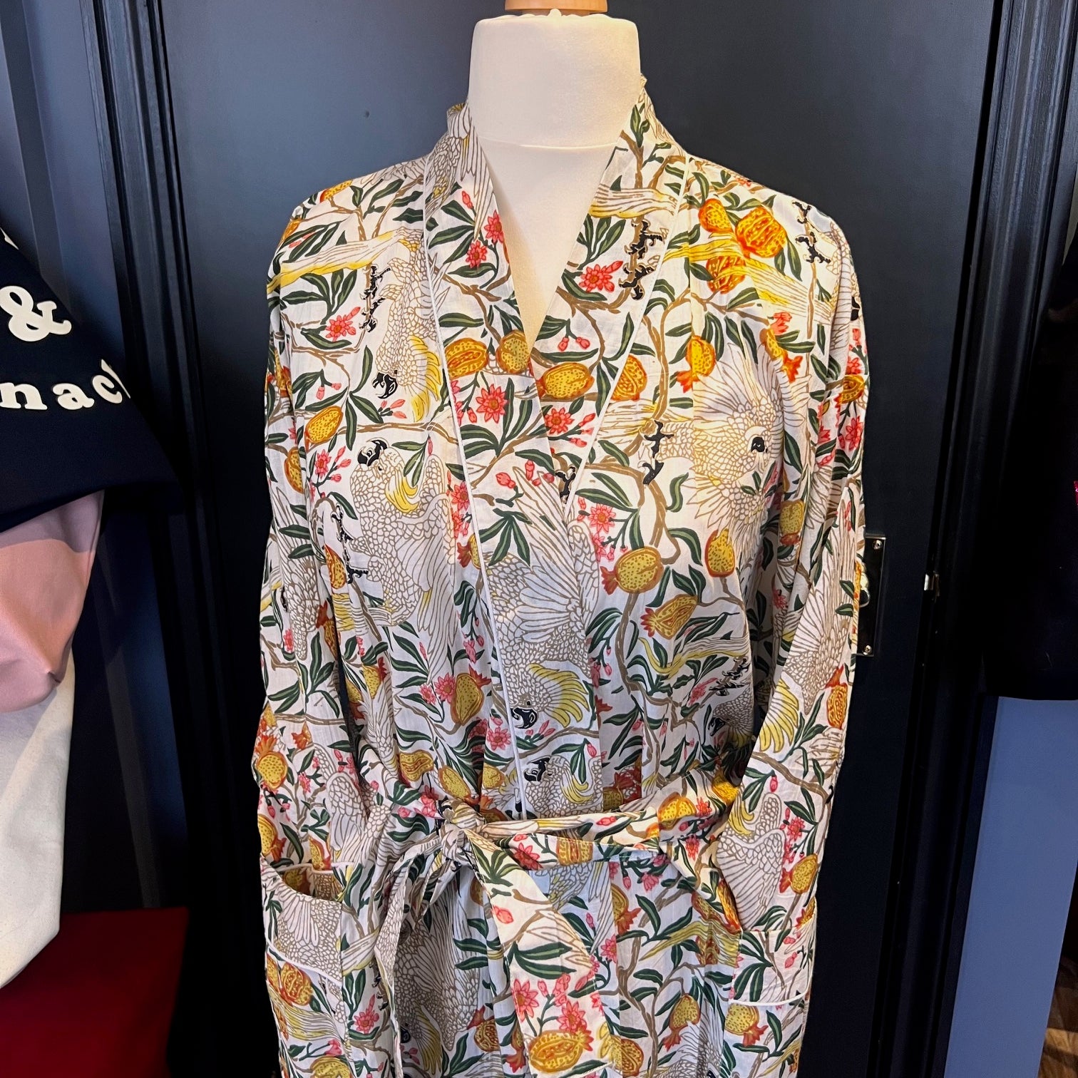 Cotton kimono white botanical