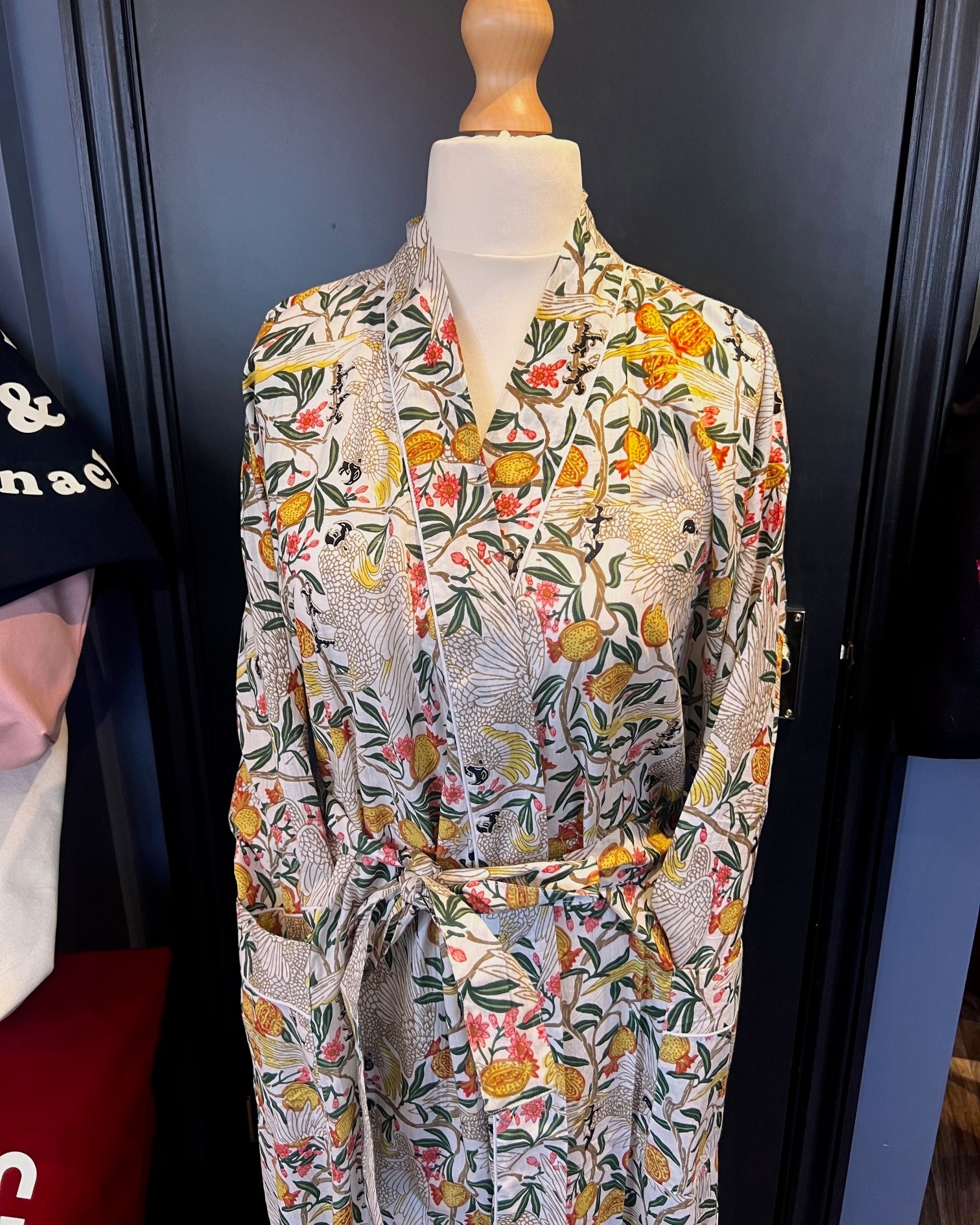 Cotton kimono white botanical