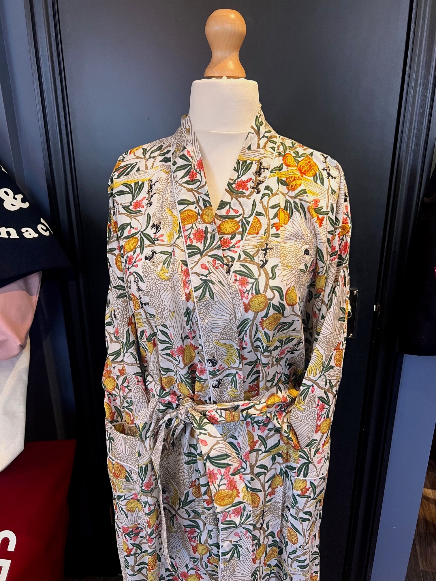 Cotton kimono white botanical