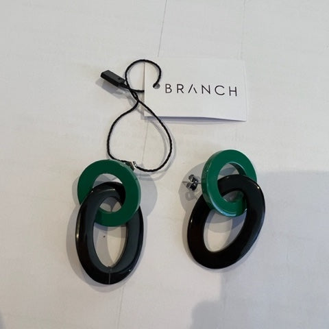 Branch - Green & Black Small Oval Link Earrings