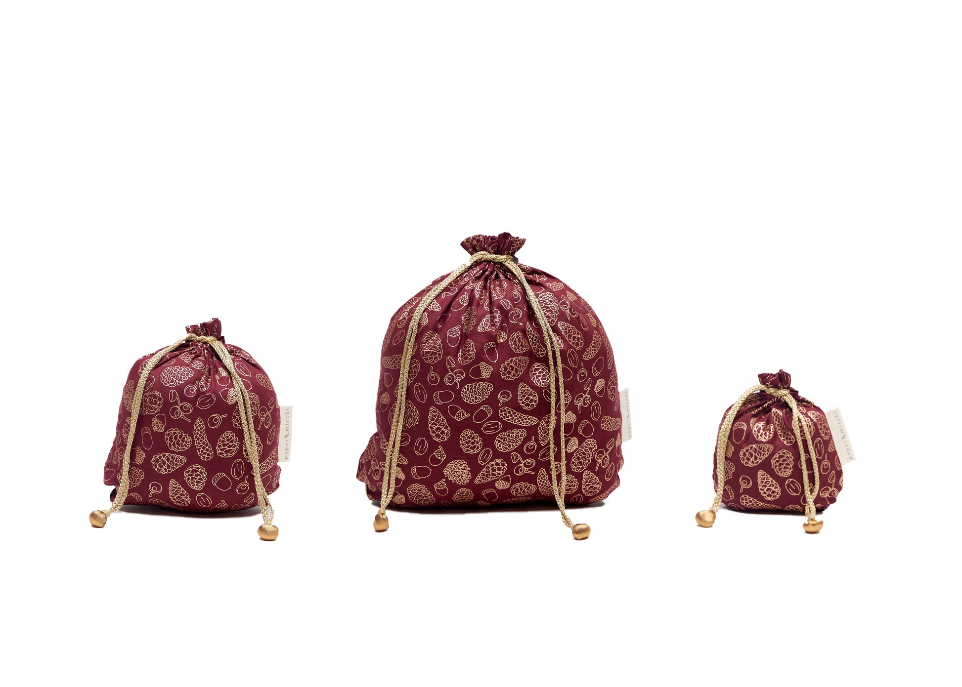 Medium Fabric Gift Bags Drawstring- : Medium - H23cm x W19cm, Scarlet Woodland