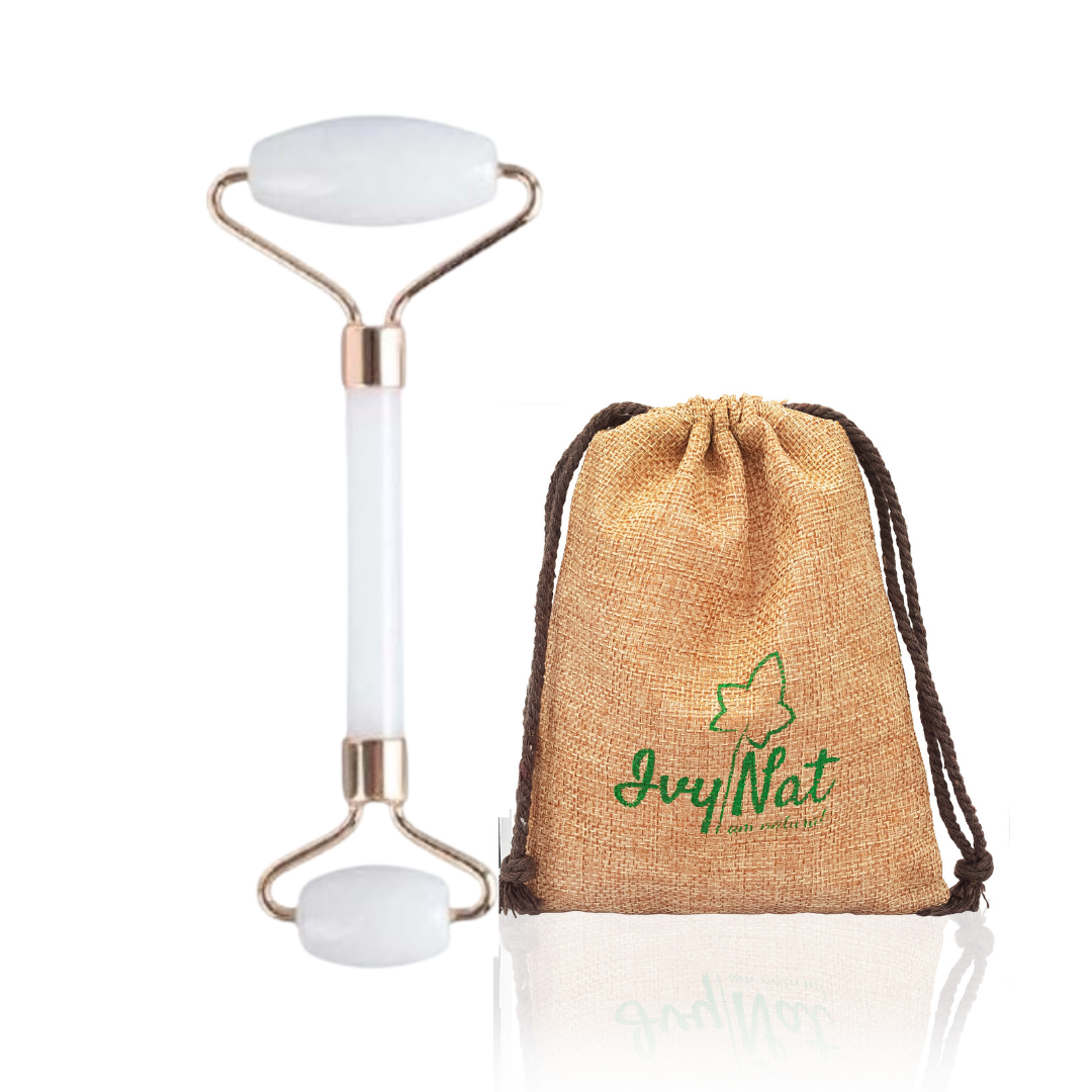 White jade stone facial roller