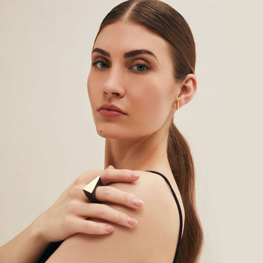 Rosewood angular ring - Gold: Large