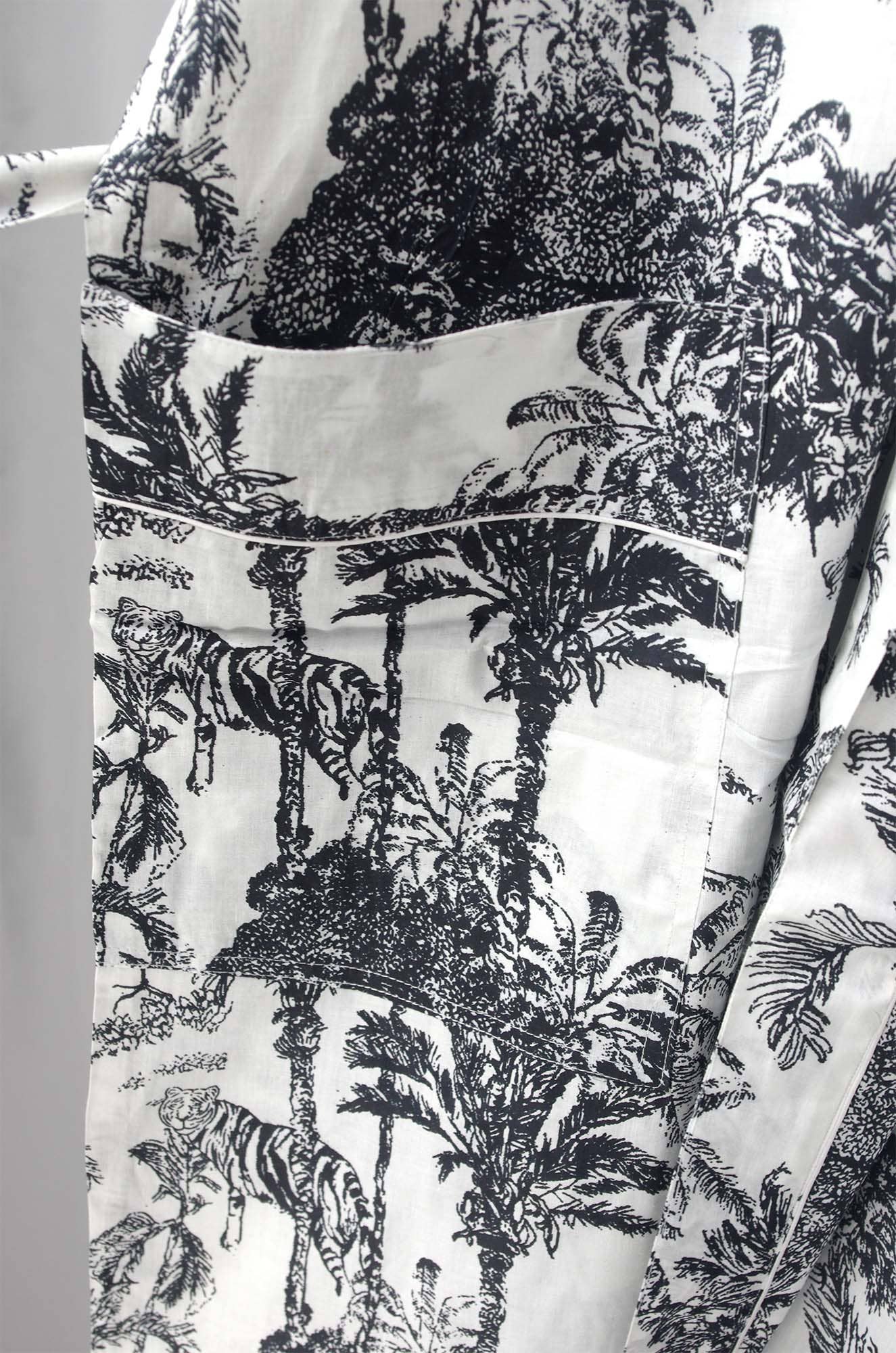 Black & White Jungle Print Cotton Kimono
