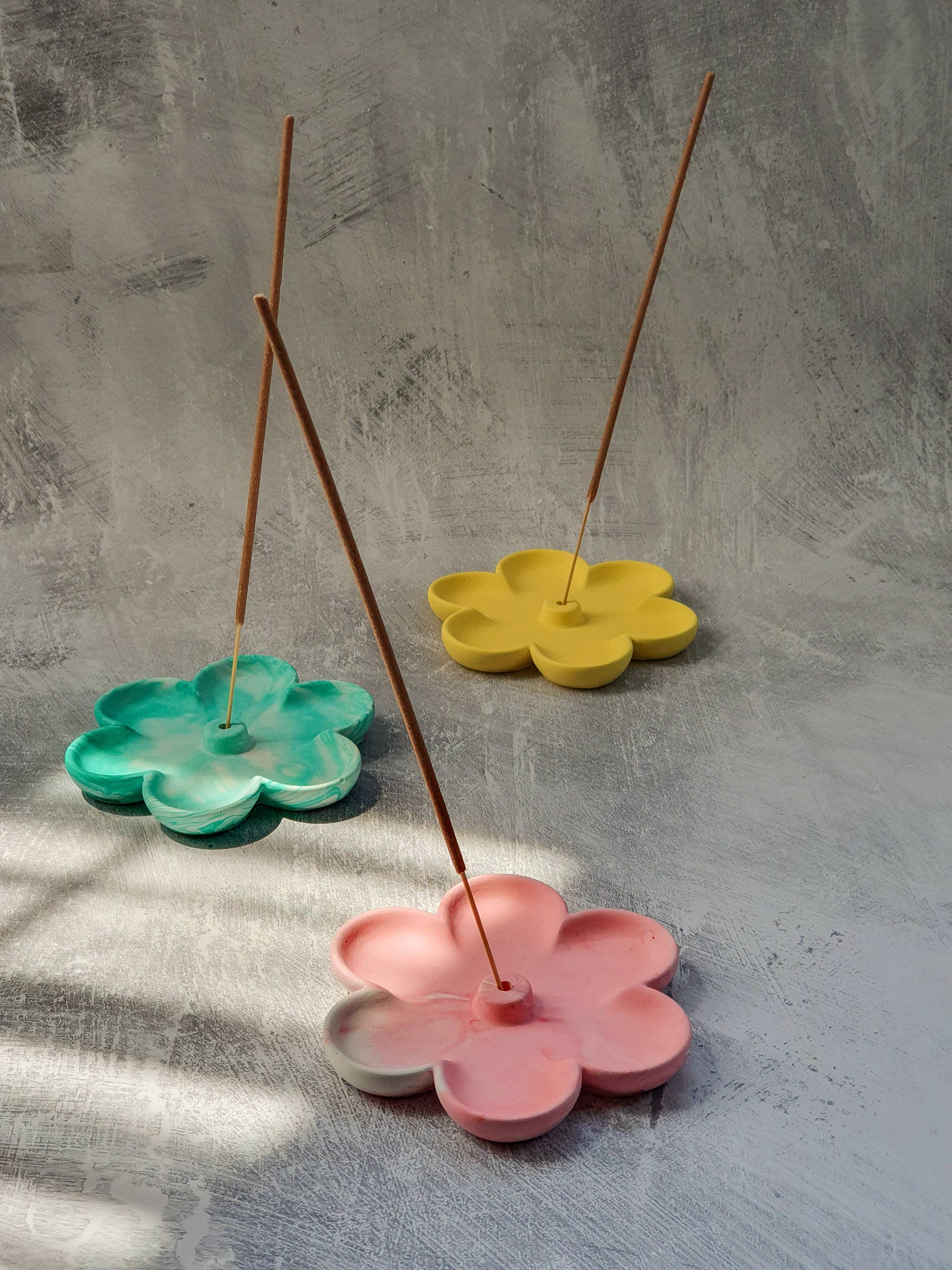 Incense Holder - Concrete - Handmade - Spring Home Decor: Powder Pink