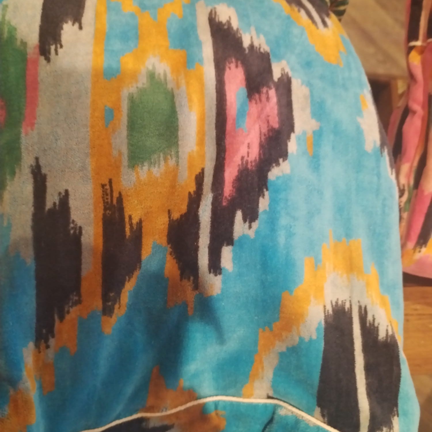 Velvet Robe - Blue Ikat