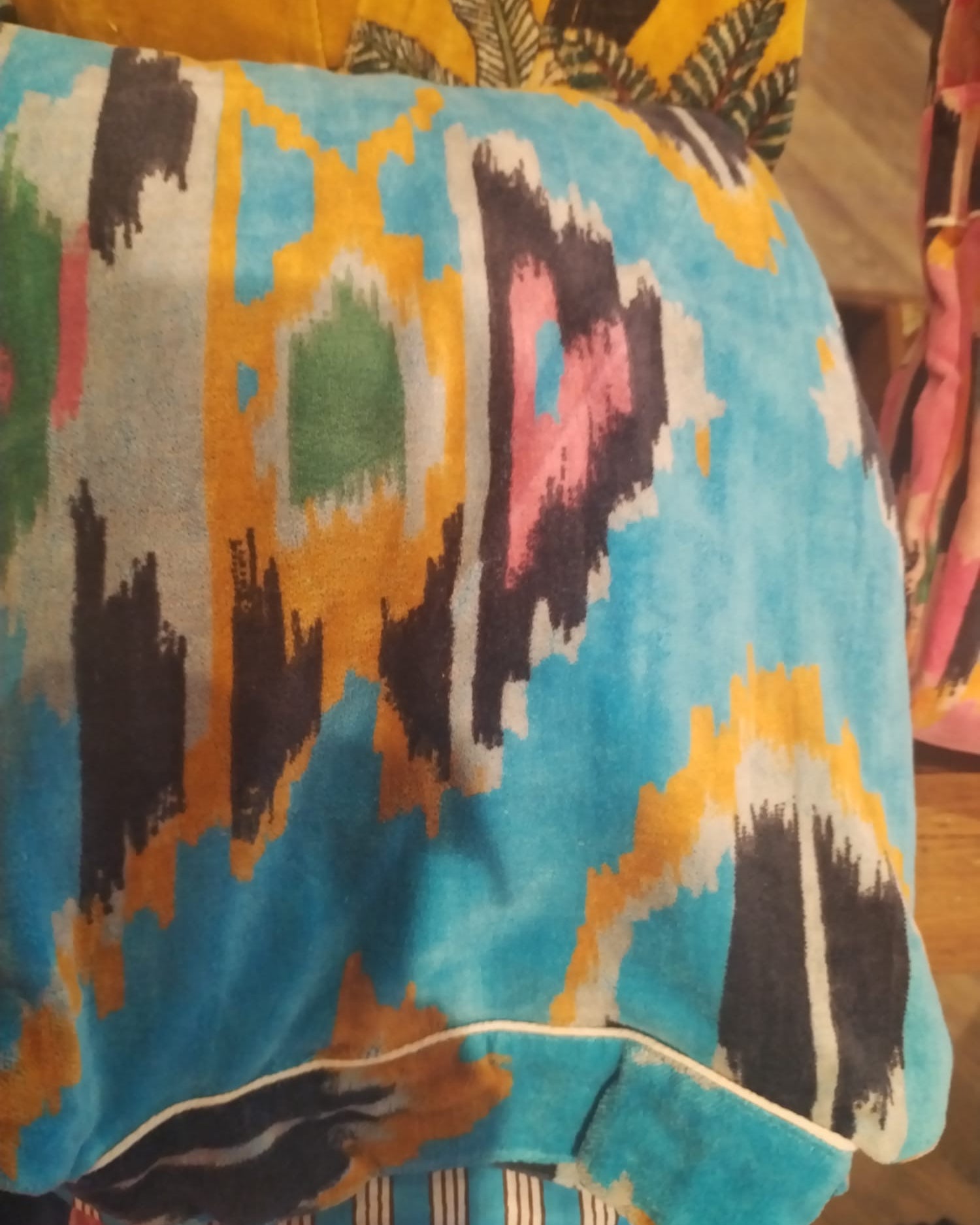 Velvet Robe - Blue Ikat