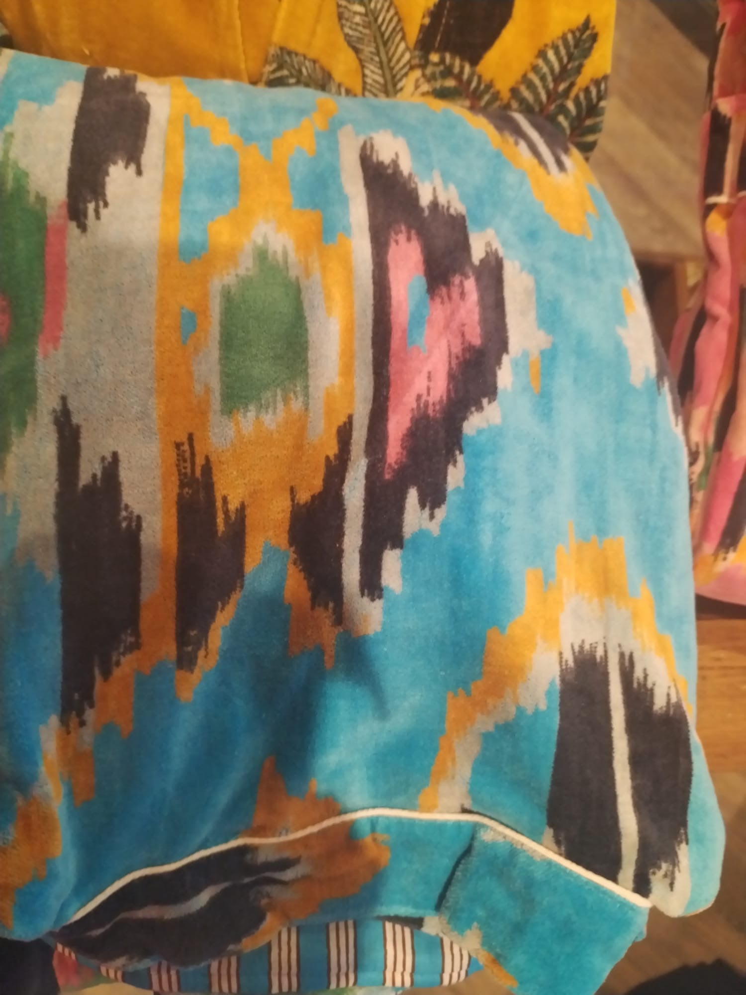 Velvet Robe - Blue Ikat