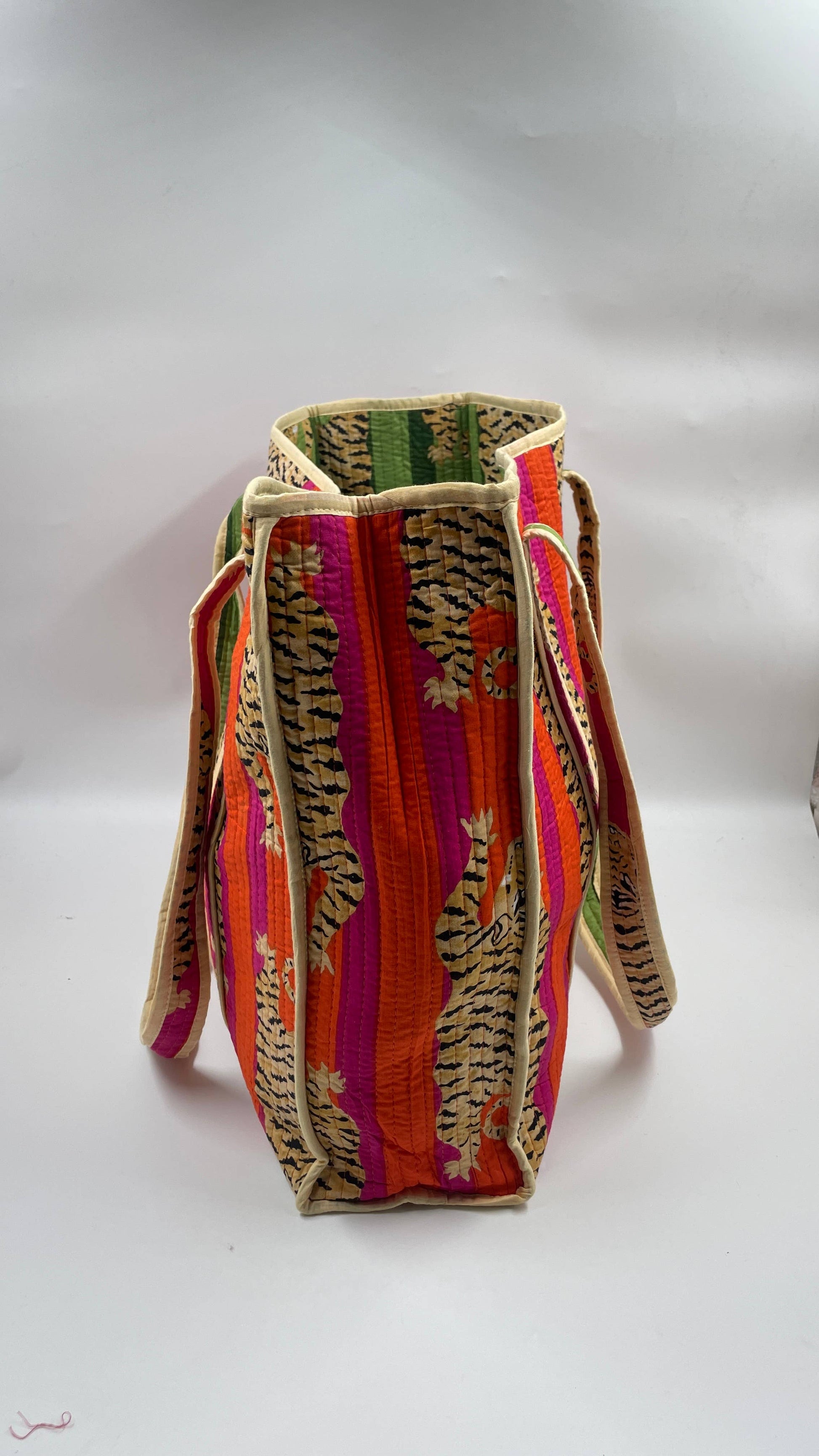 Cotton Quilted Tibetan Tiger Kantha DoubleReversibleToteBag