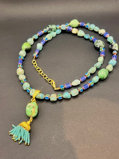 Long Semi Precious Stone Necklace With Tassel