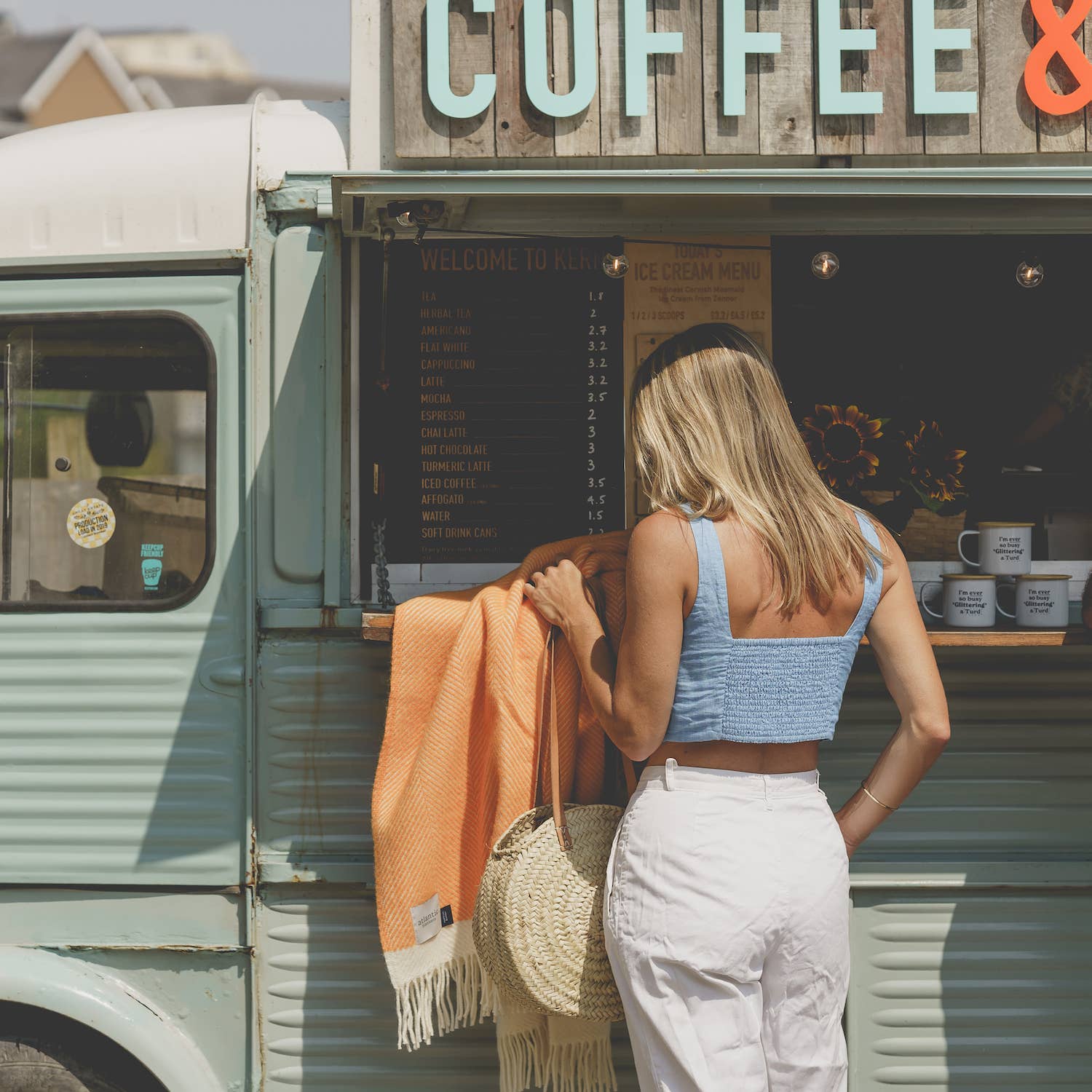 Orange Herringbone Wool Blanket: Large 130 x 200cm