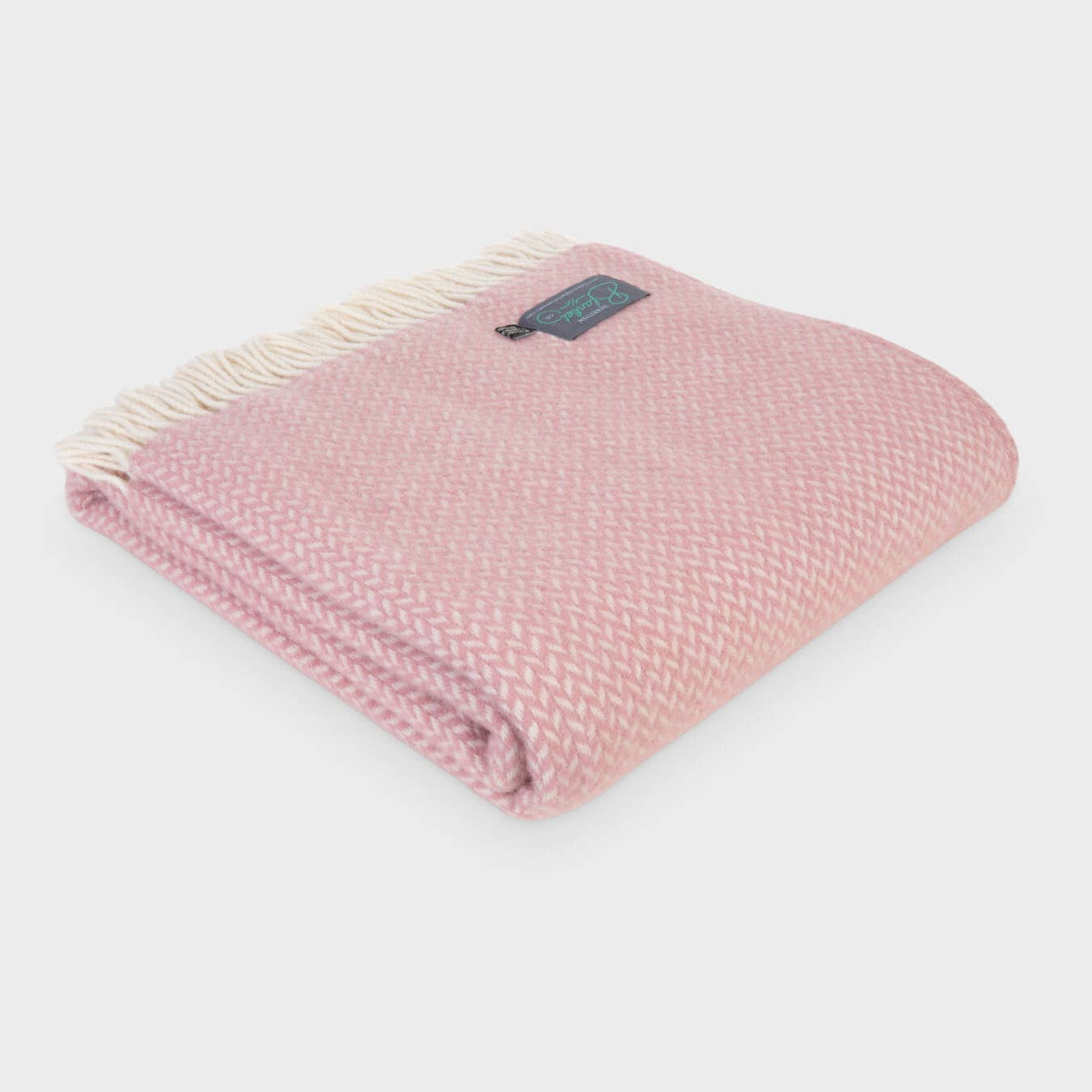 Signature Herringbone Wool Blanket: Dusky Pink: Large 155x175cm