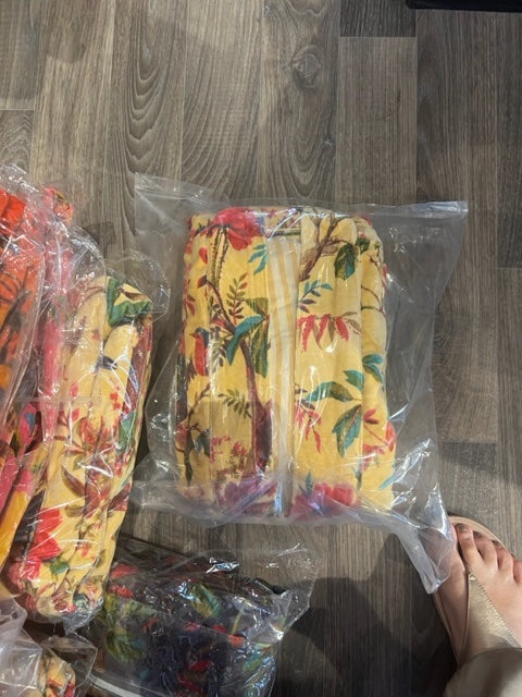 Kantha - velvet robe yellow botanical