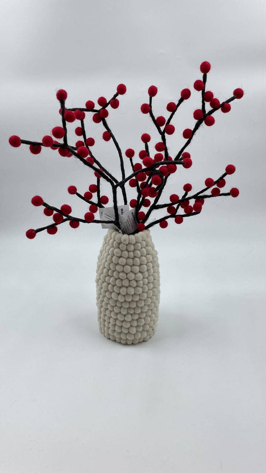 Red Pom Pom   Handmade  Felted Flowers