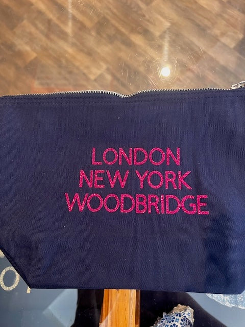 Blue Zippy, Pink Writing London New York Woodbridge