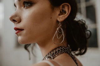 Irregular Triple Hoop Silver Earrings