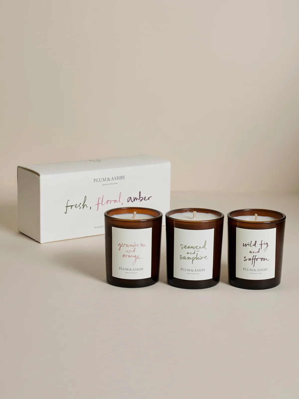 Fresh, Floral, Amber votive candle set