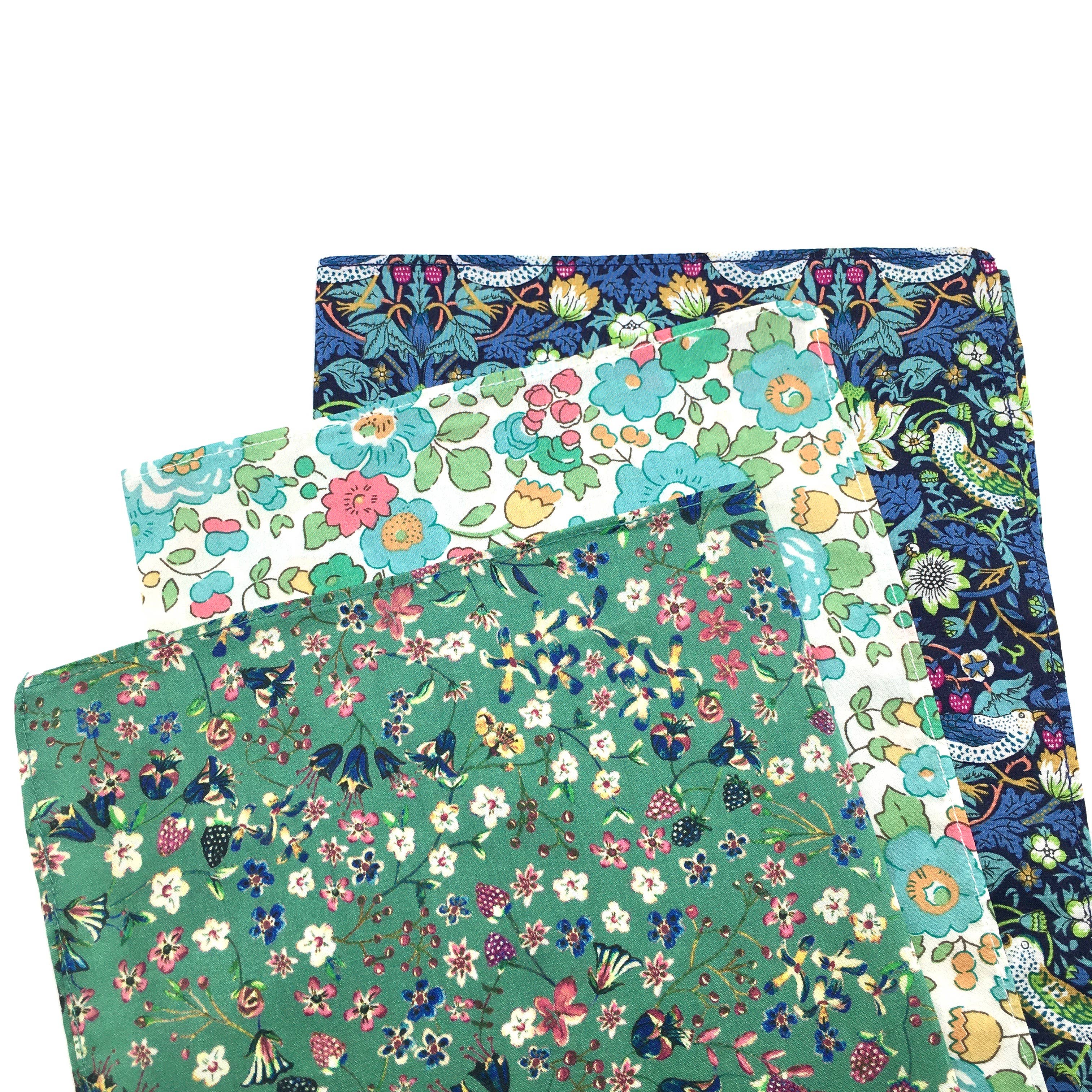 3 Hankies made with Liberty Fabric - Strawberry Thief