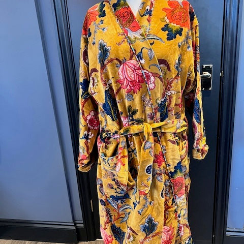 Gold Botanical Velvet Robe