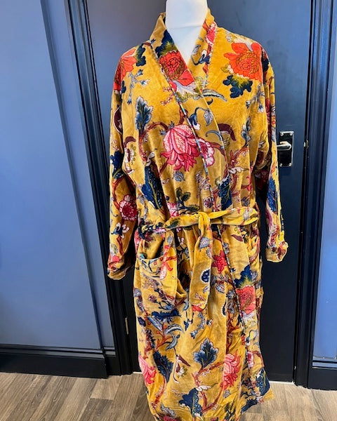 Gold Botanical Velvet Robe