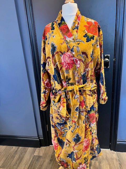 Gold Botanical Velvet Robe