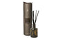 Reed diffuser set with cylindrical container and bottle on a white background