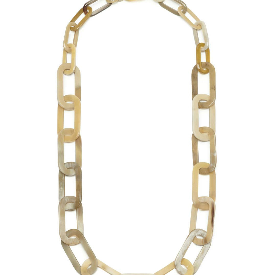 White long Link horn necklace