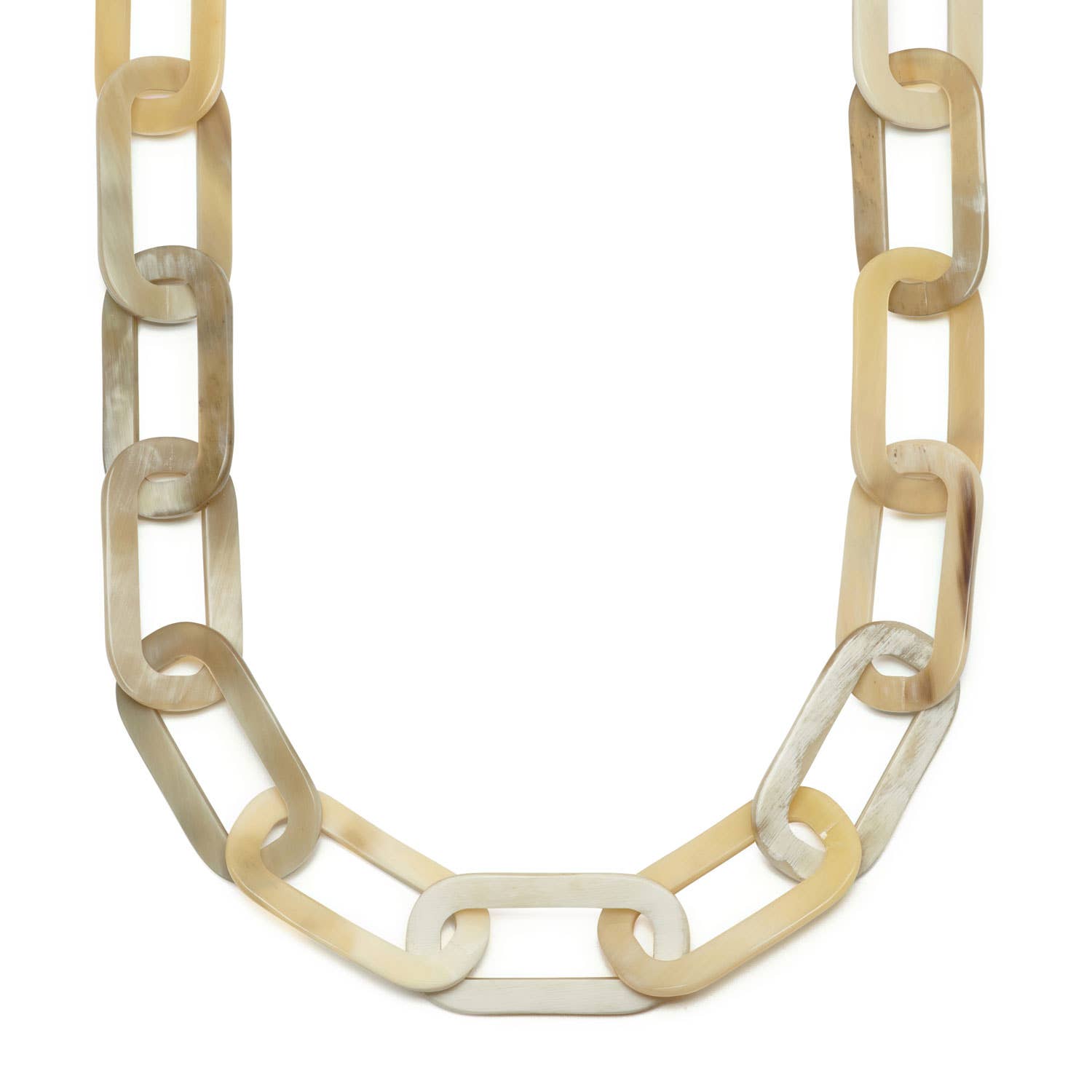 White long Link horn necklace