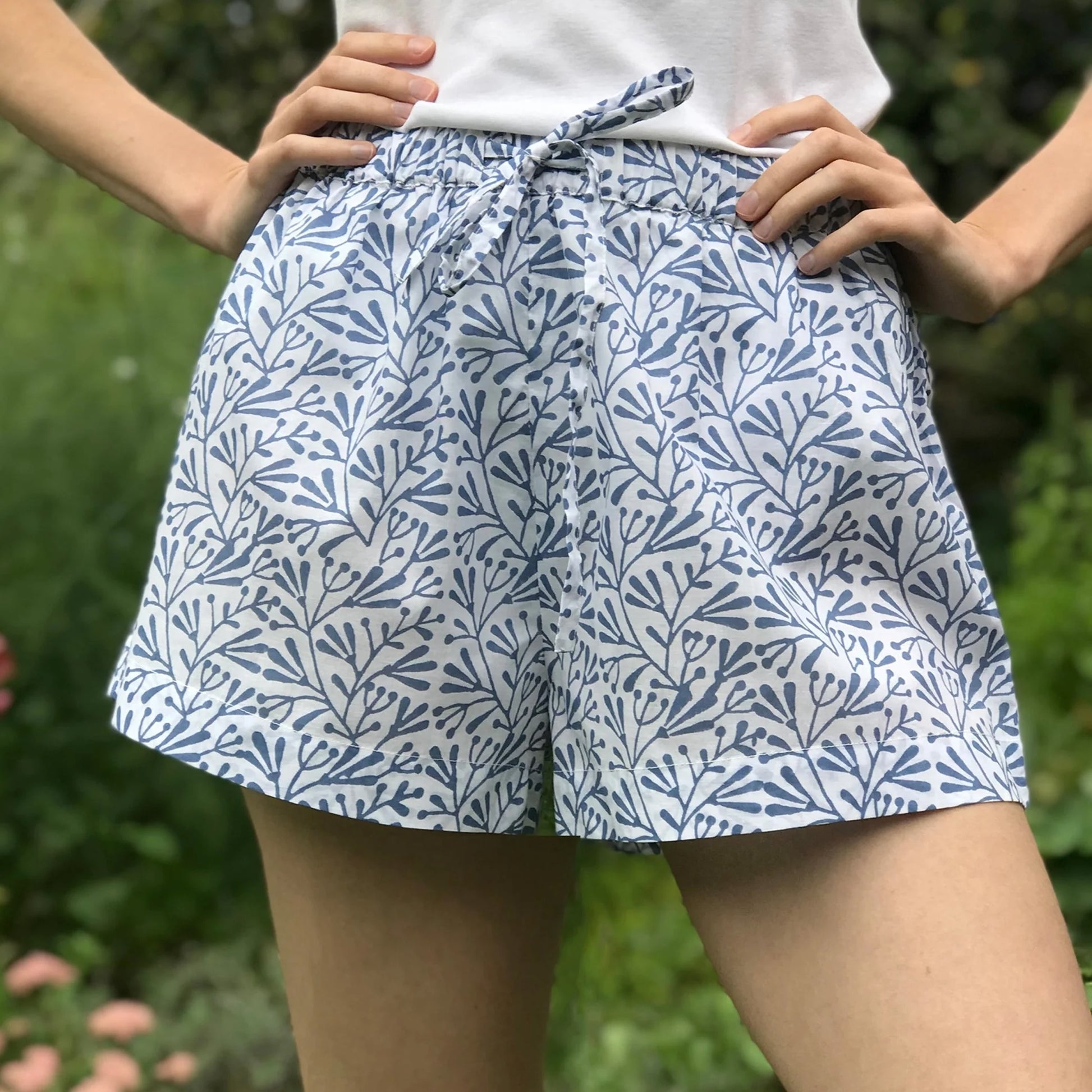 Blue Bud Sleep Shorts - Large