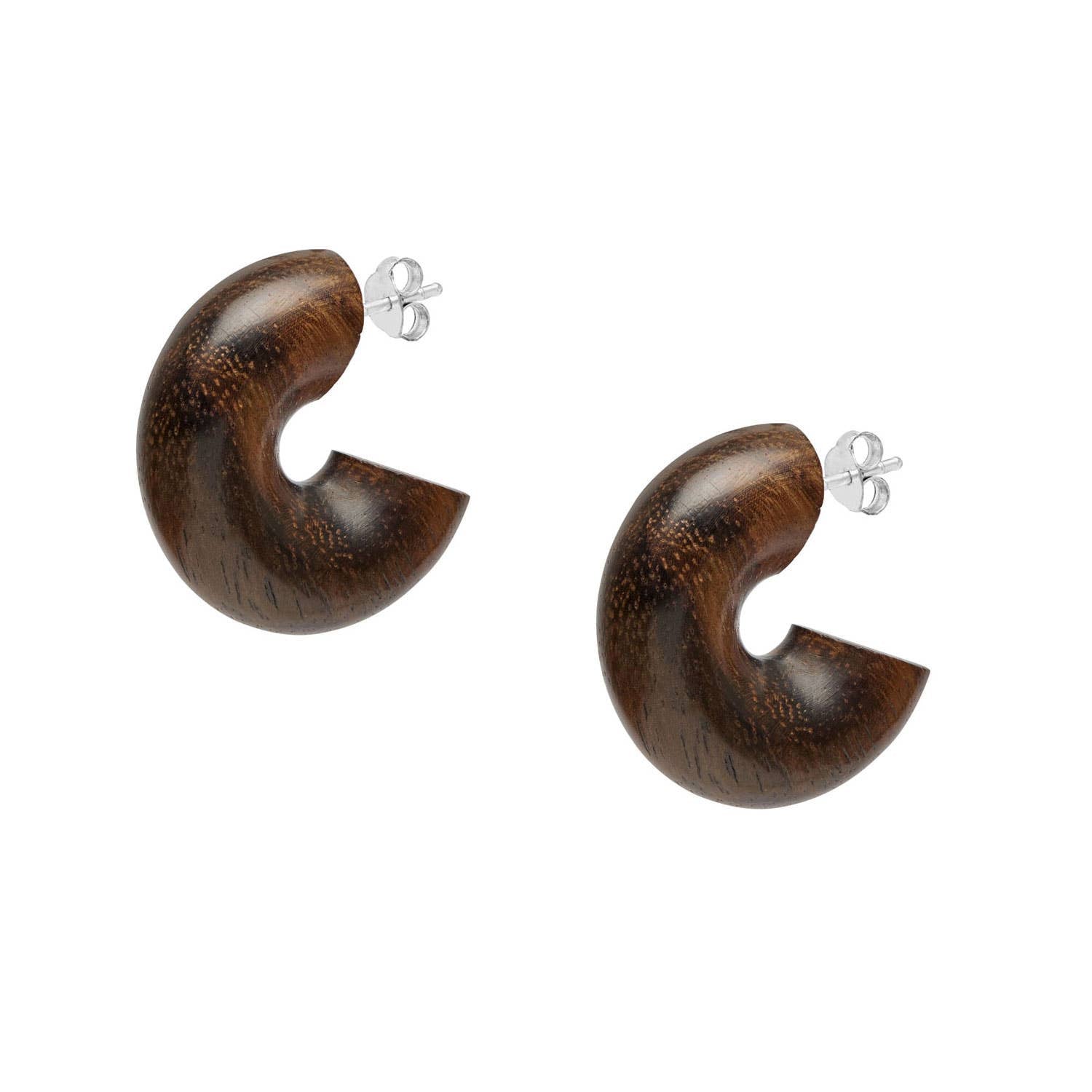 Brown Wood chunky Hoop Earrings