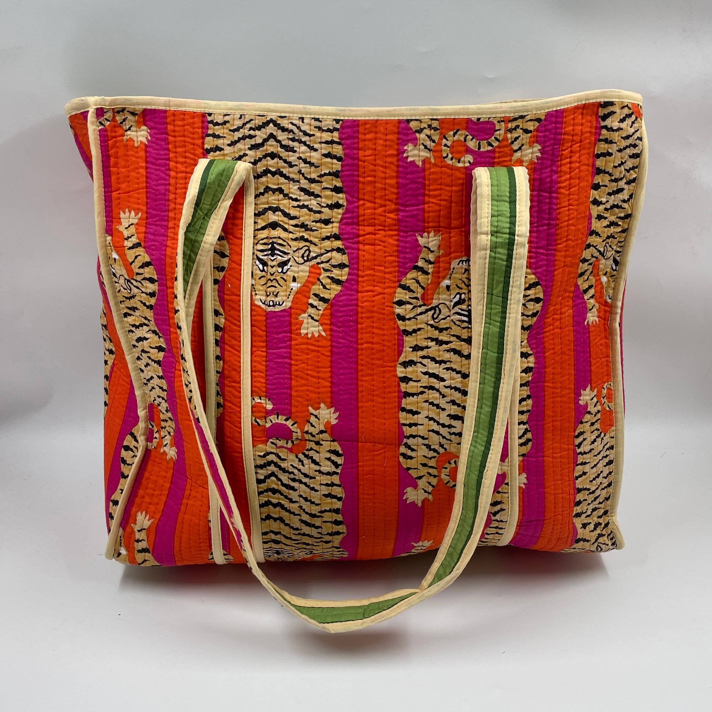 Cotton Quilted Tibetan Tiger Kantha DoubleReversibleToteBag