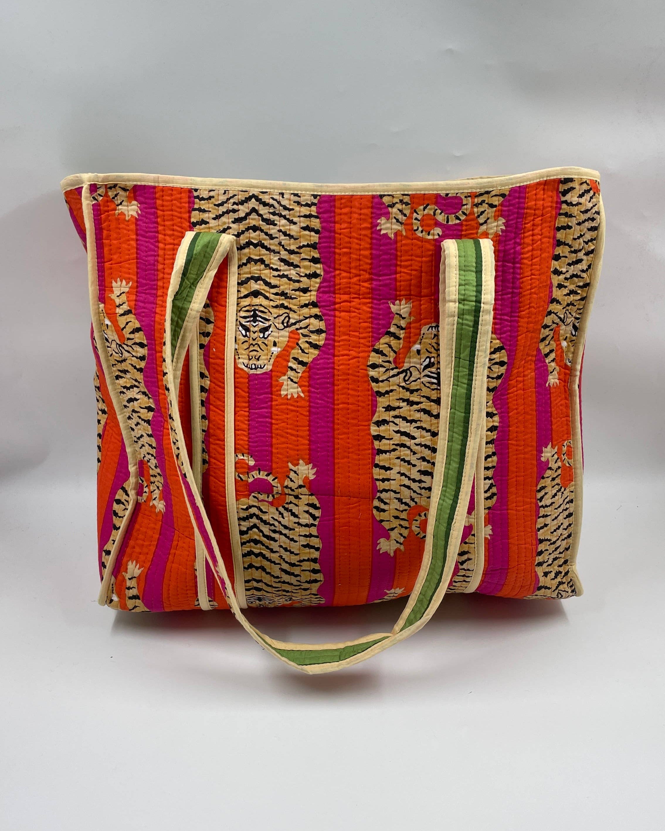 Cotton Quilted Tibetan Tiger Kantha DoubleReversibleToteBag