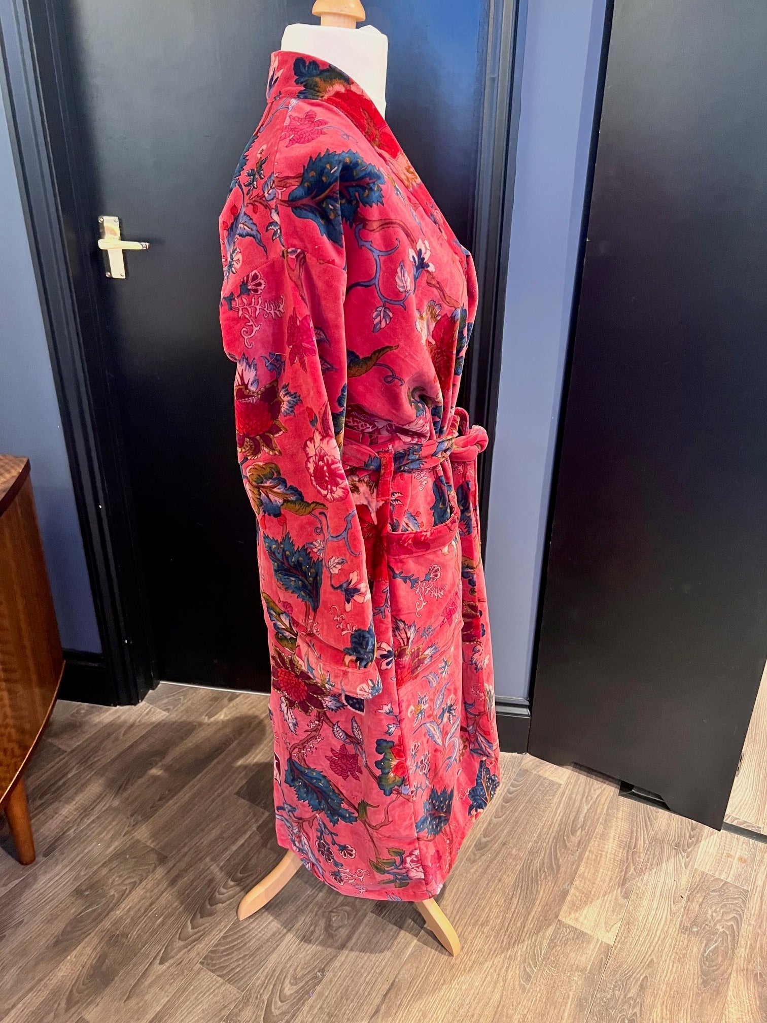 Rose Pink Botanical Velvet Robe