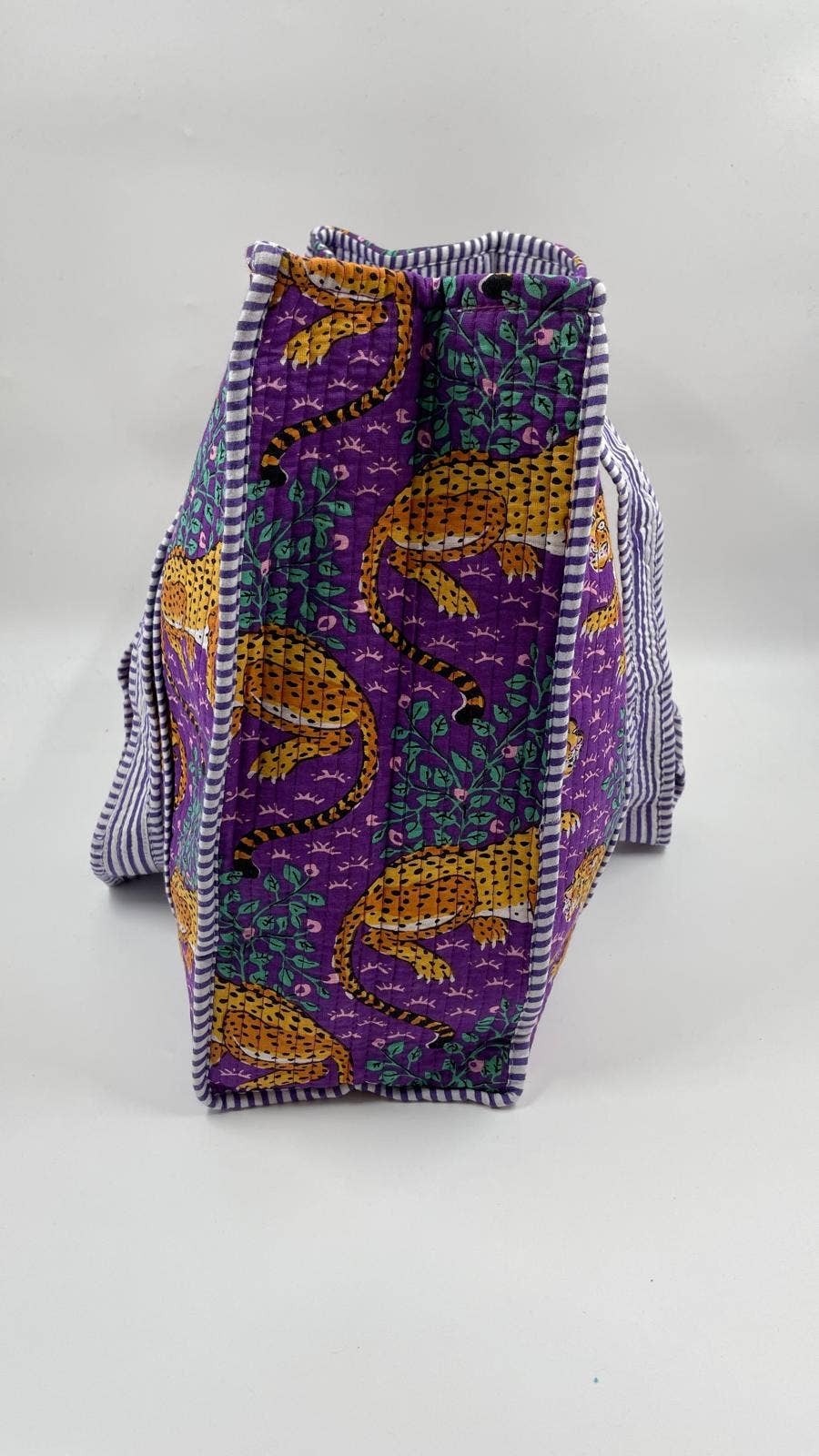 Purple Tiger Kantha Quilted  Tote Bag