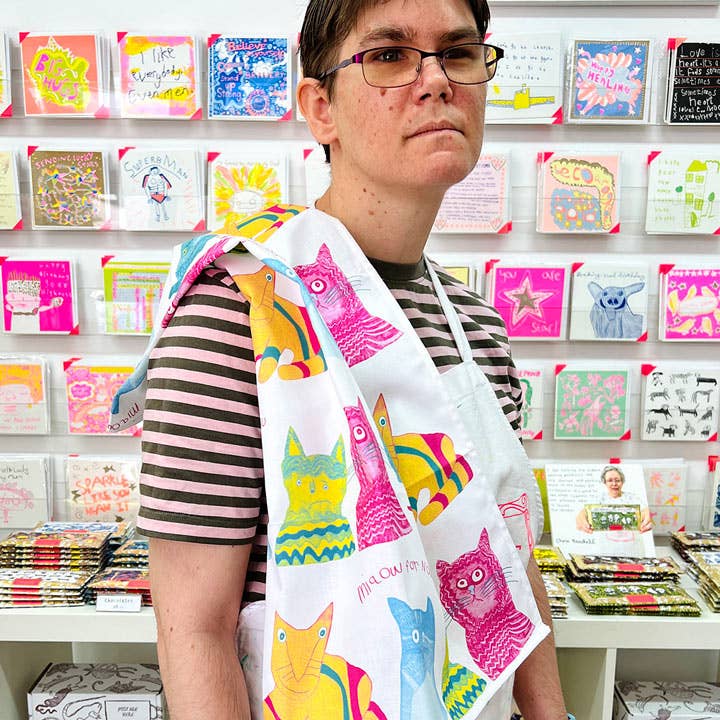 Miaow for Now, 100% Organic Cotton Tea Towel