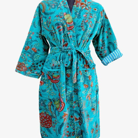Turquoise Blue Velvet Robe
