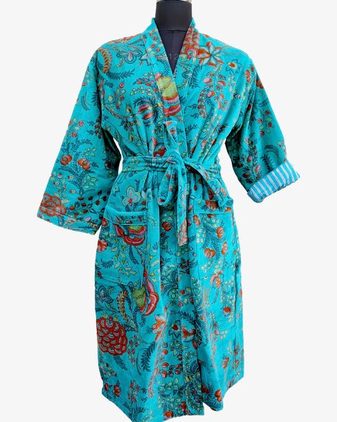 Turquoise Blue Velvet Robe