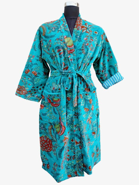Turquoise Blue Velvet Robe