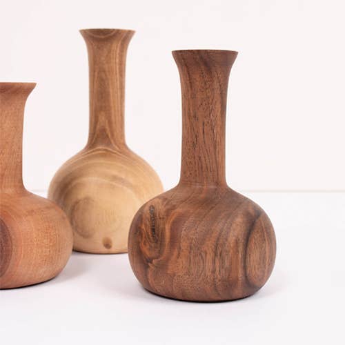 Walnut Wood Mini Vase, Joni: Large