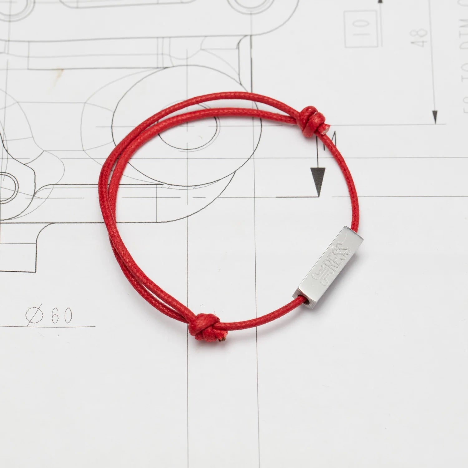 Ress - Red Cord Bracelet With Metal From F1 Car