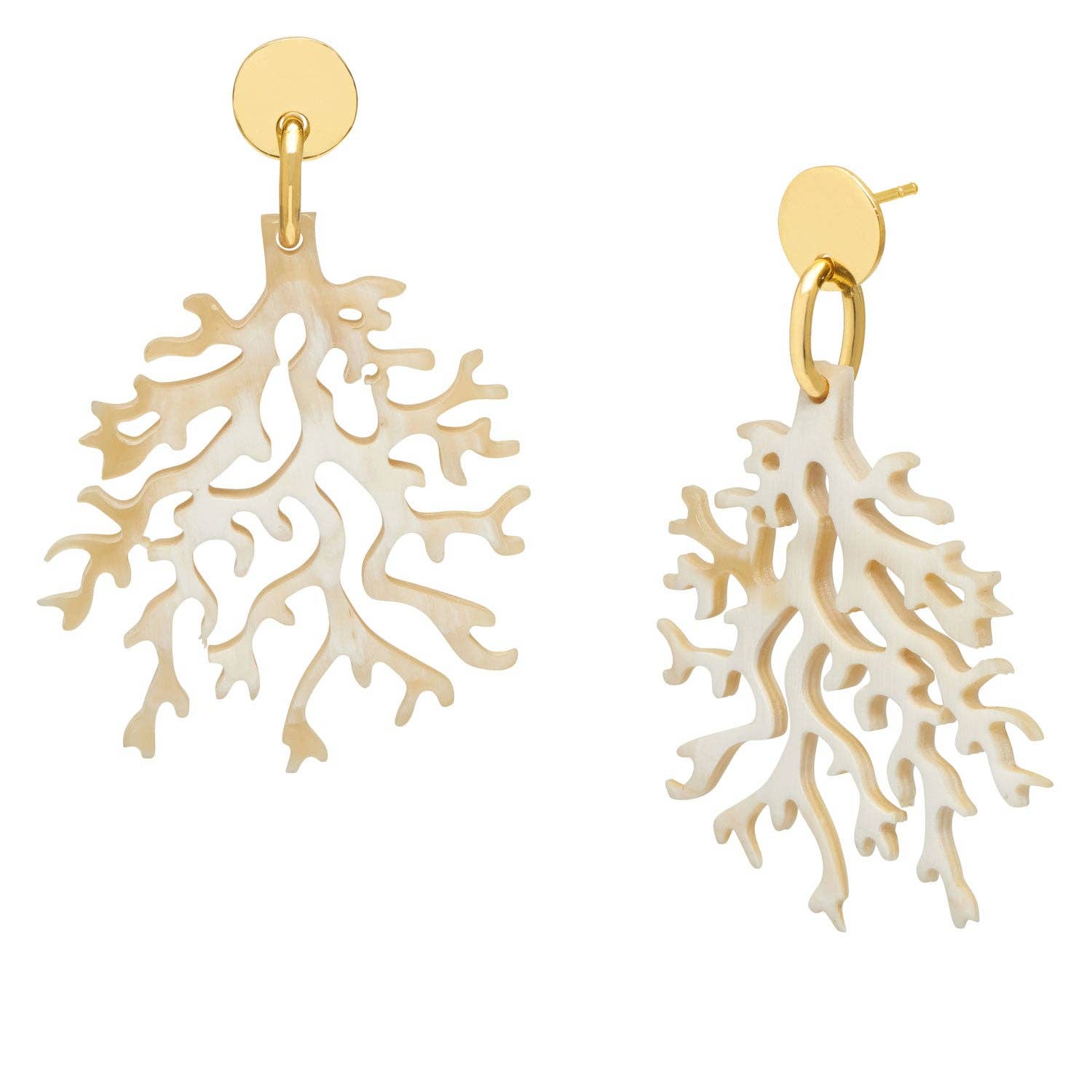 White coral shaped earring - Gold