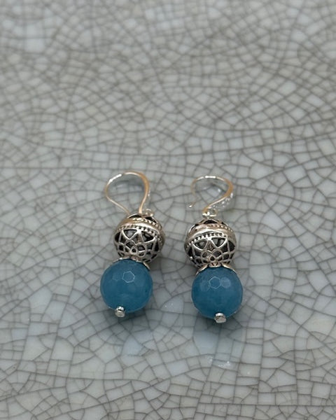 Blue faceted bead earrings