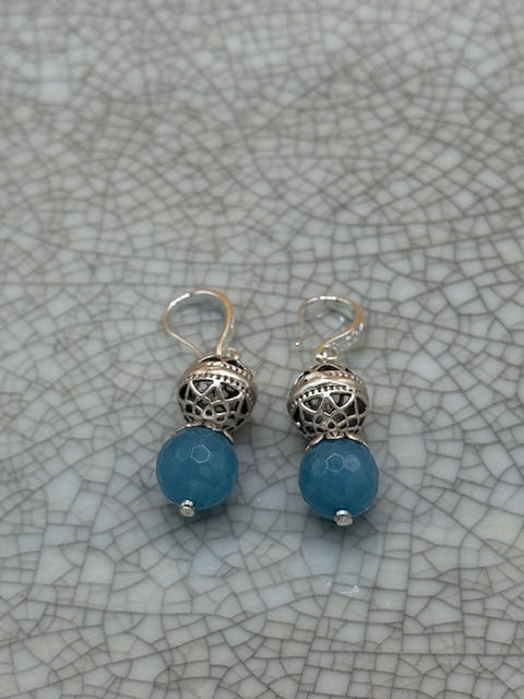 Blue faceted bead earrings