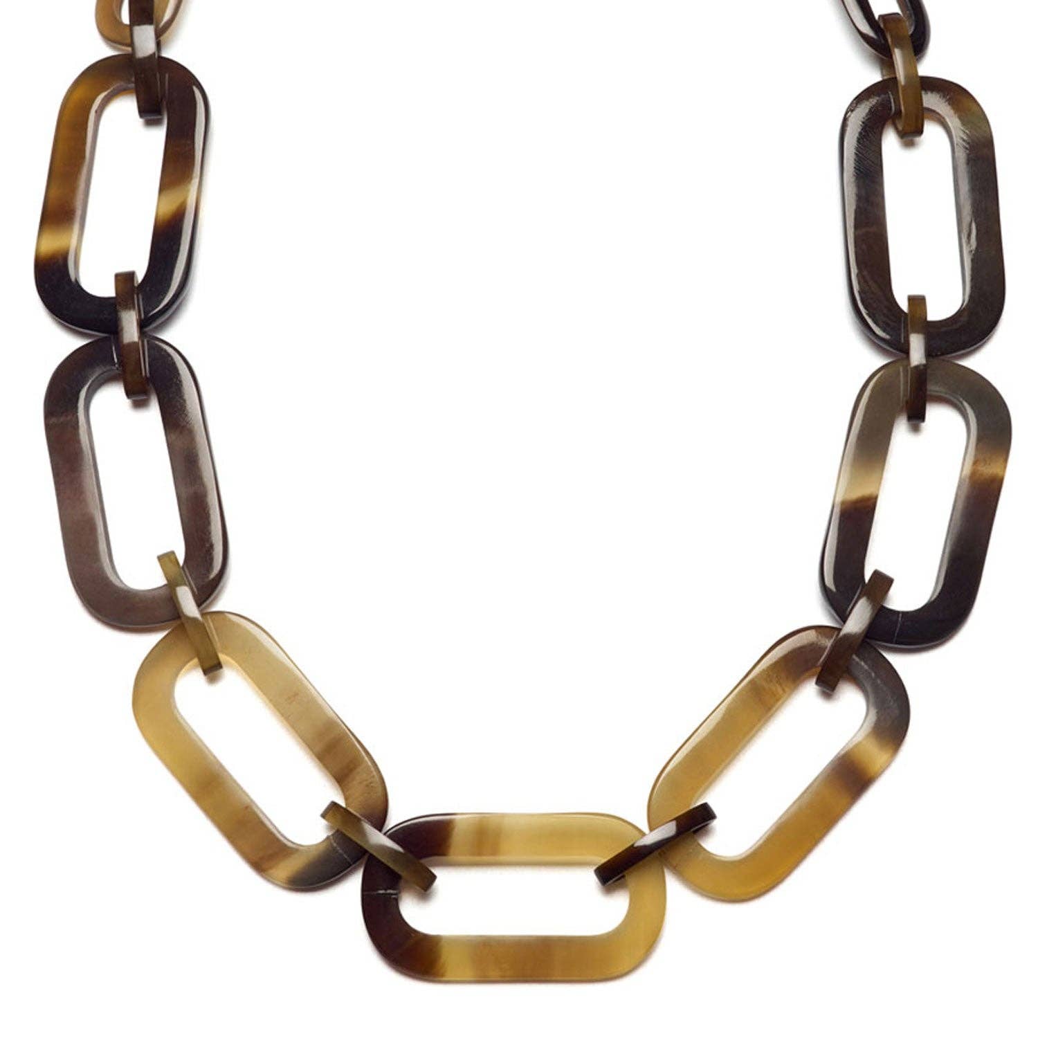 Statement  rectangle link Buffalo horn necklace - Brown Natu