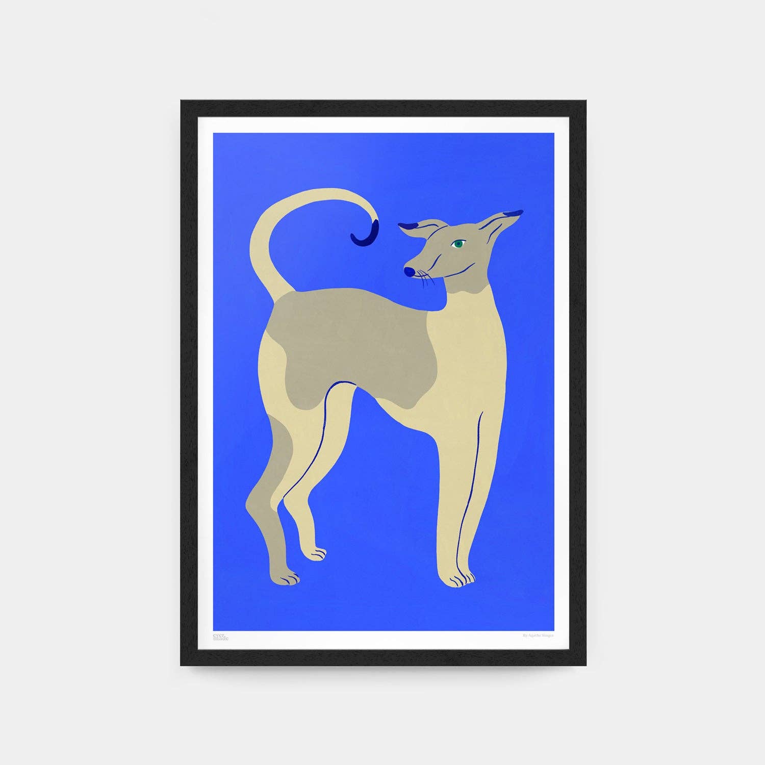 Young Dog on Blue Art Print A2