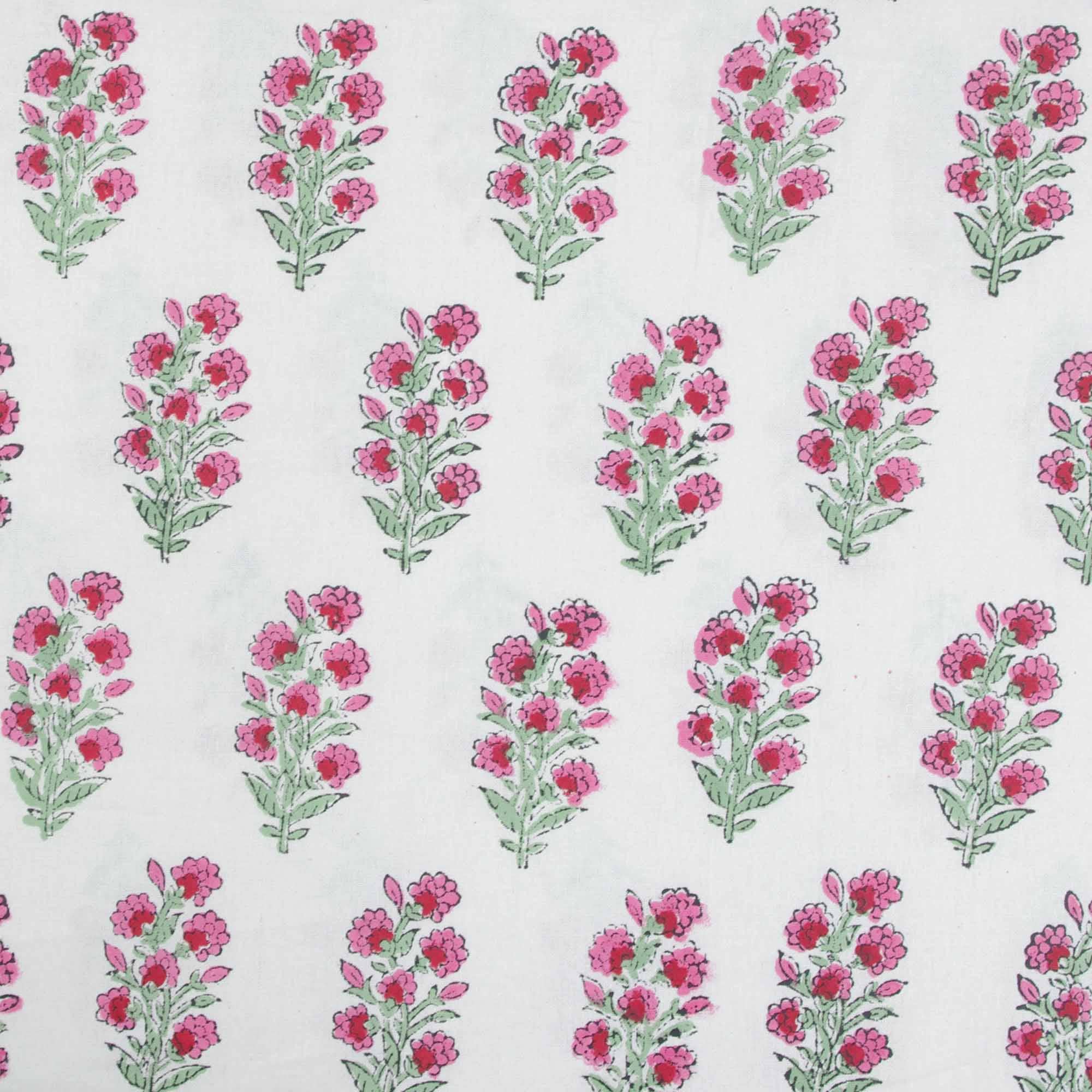 Block Printed Rectangular Tablecloth - Red Floral Buti