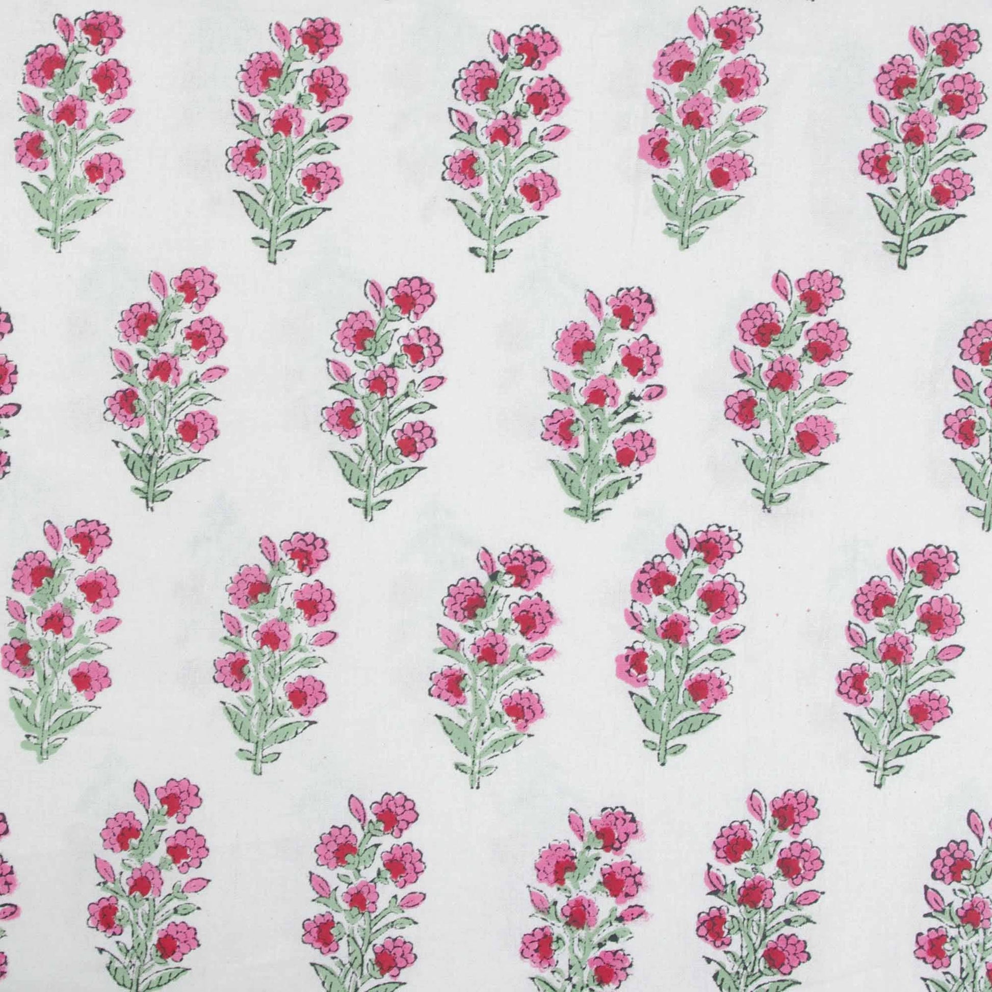 Block Printed Rectangular Tablecloth - Red Floral Buti