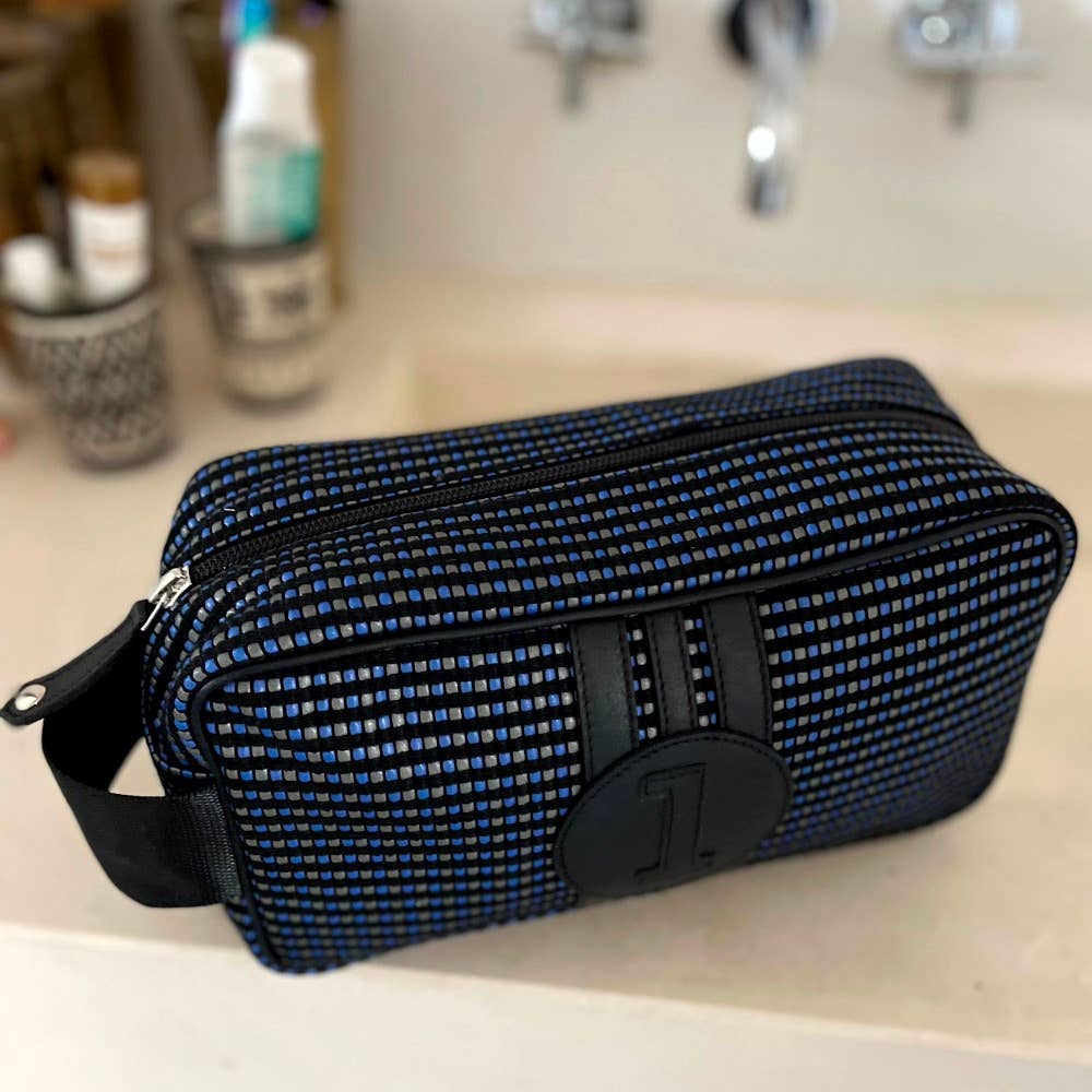 Black, Grey &  Blue Canvas Wash Bag f