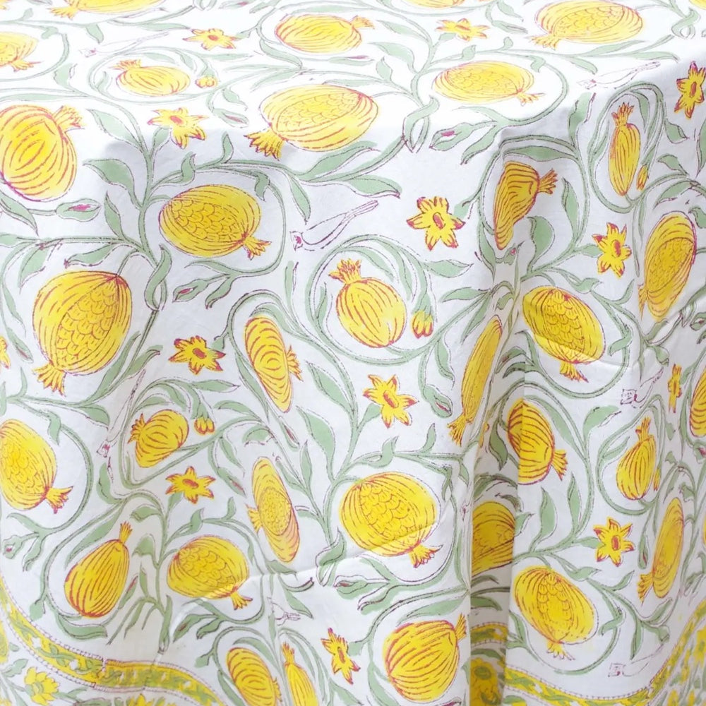 Kantha Block Print Yellow Tablecloth