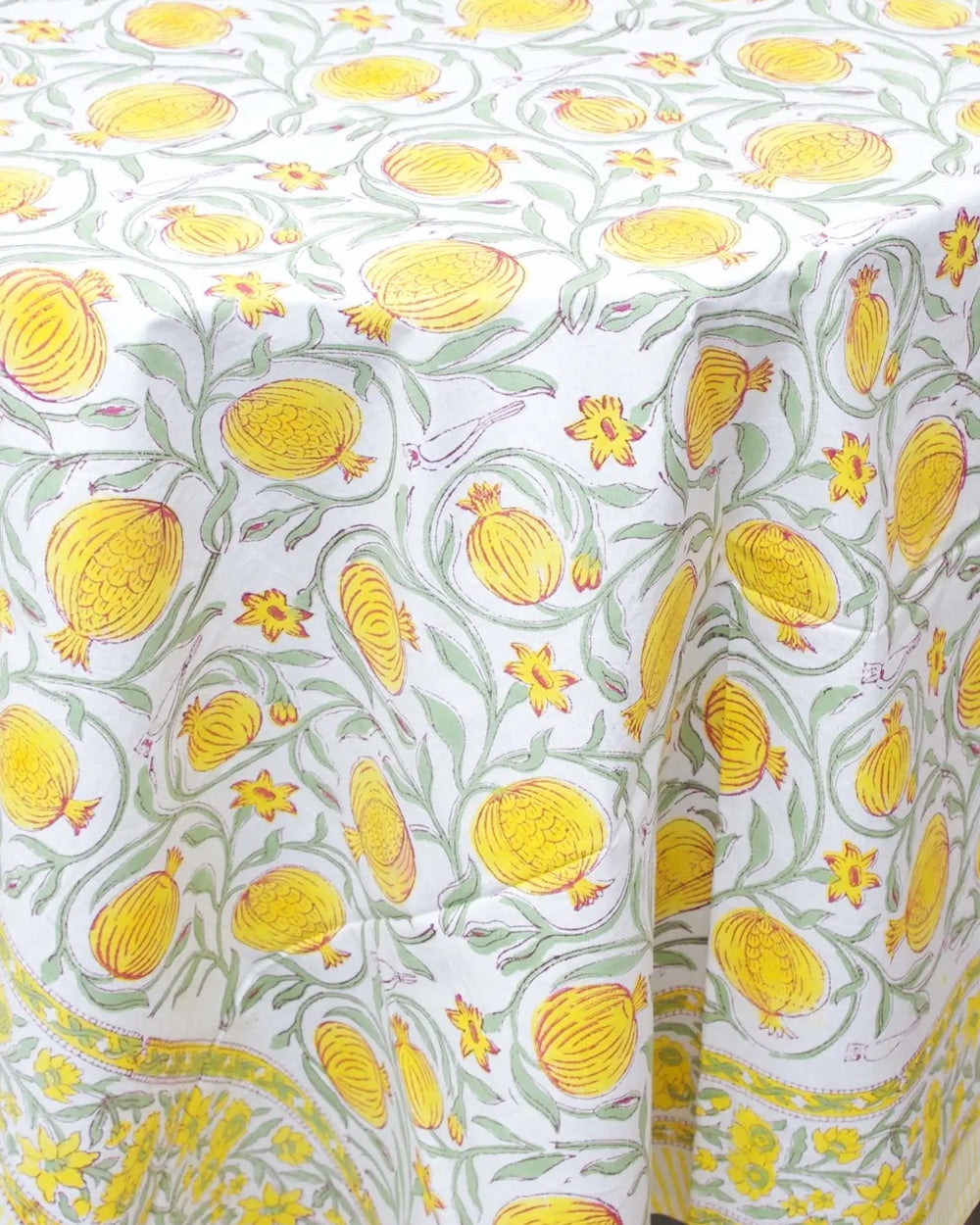 Kantha Block Print Yellow Tablecloth